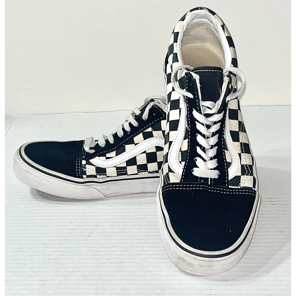 Vans Old Skool Sneakers Women's 8.5 Black White Checkerboard Skateboarding